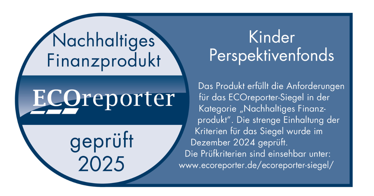 ECOreporter Siegel für den Kinder Perspektivenfonds ECOreporter Siegel für den Kinder Perspektivenfonds